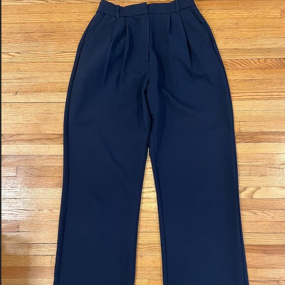 Abercrombie & Fitch Curve Love Sloane Tailored Wide Leg Pant (Size 10, Navy) - Picture 4 of 7